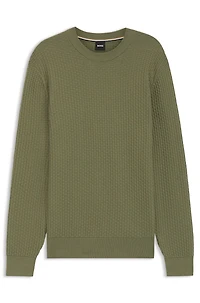 Cotton sweater with mixed structures