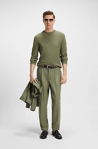Cotton sweater with mixed structures