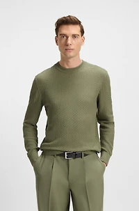 Cotton sweater with mixed structures