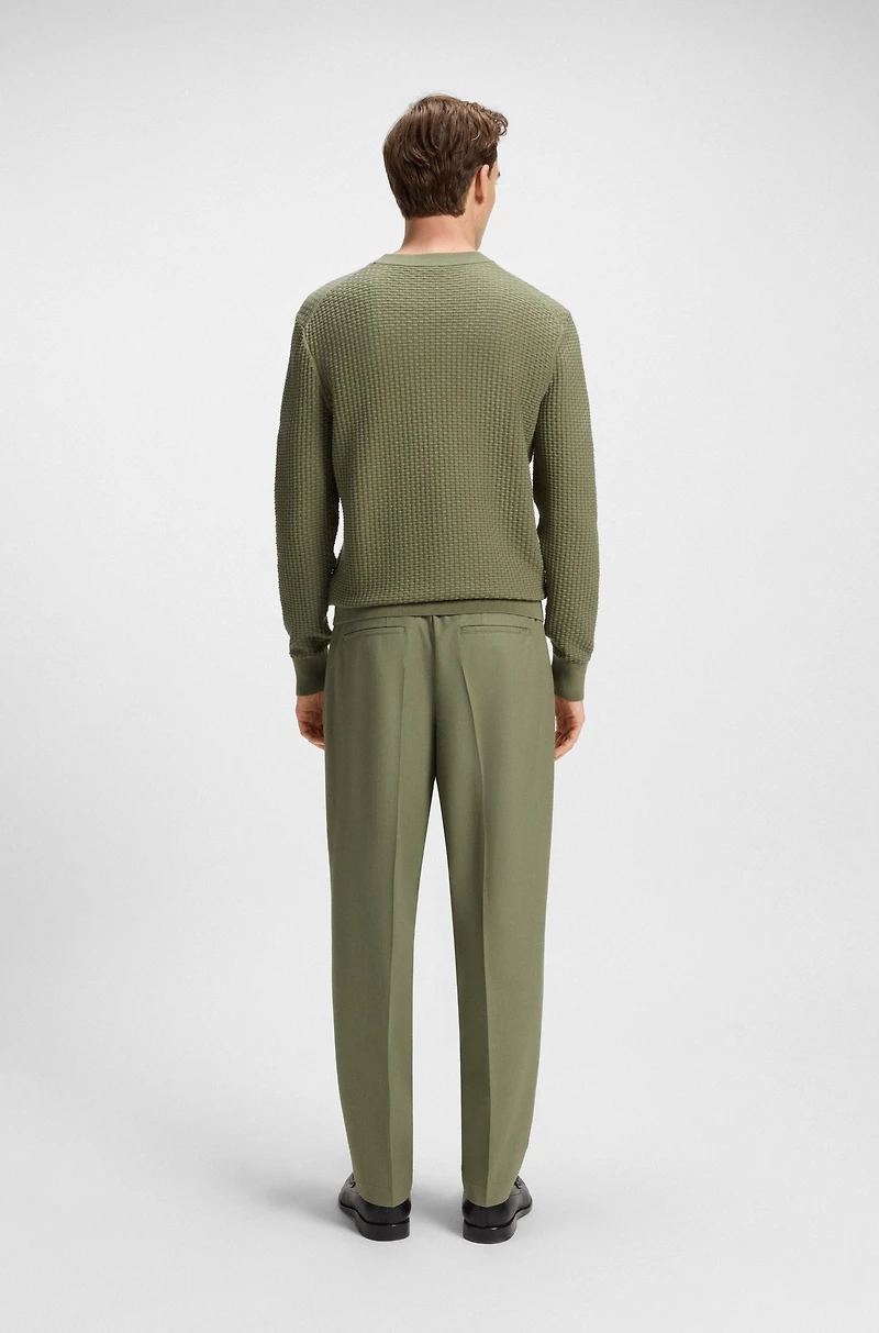 Cotton sweater with mixed structures