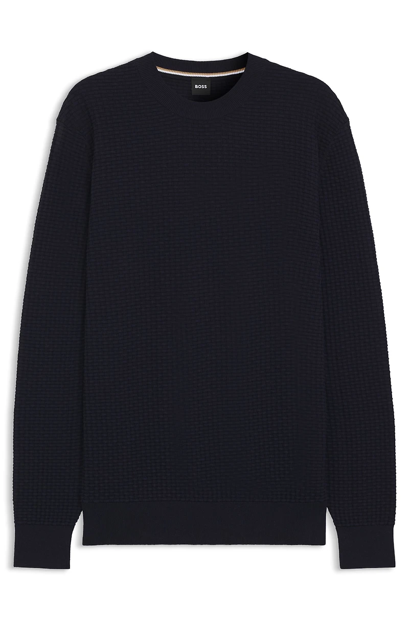 Cotton sweater with mixed structures
