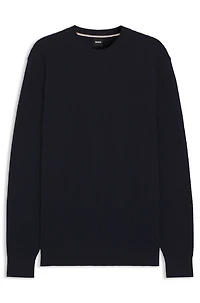 Cotton sweater with mixed structures