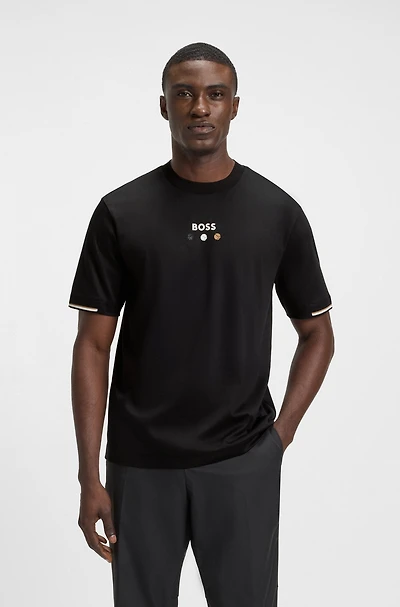 Pima-cotton T-shirt with tennis ball graphics