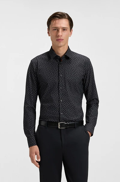Slim-fit shirt printed performance-stretch jersey