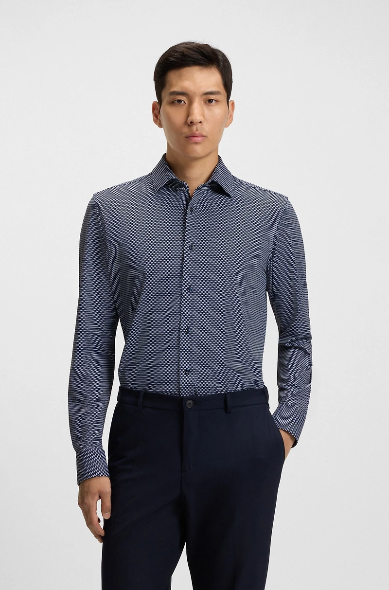 Slim-fit shirt Italian-made performance-stretch fabric