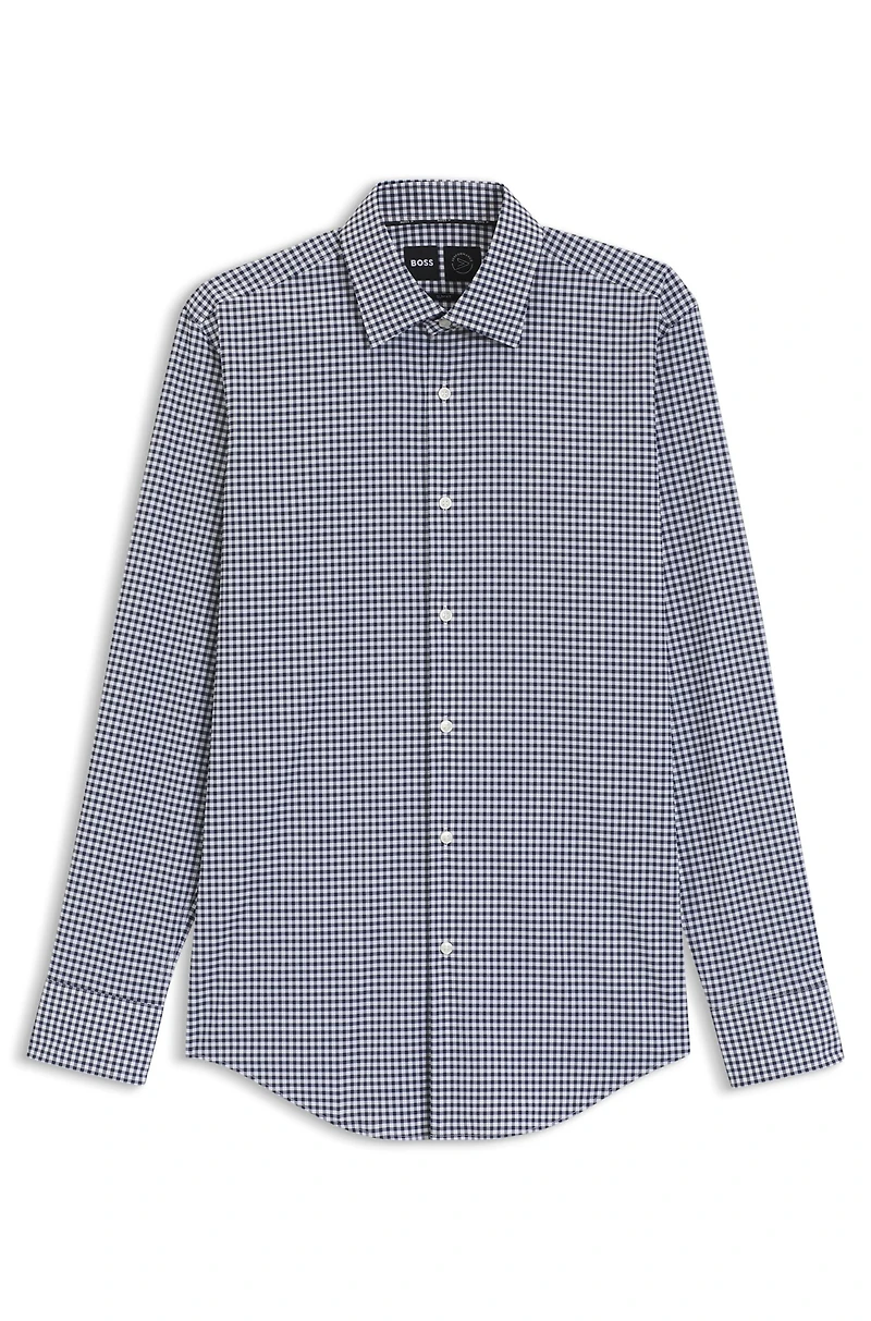 Slim-fit shirt checked performance-stretch poplin