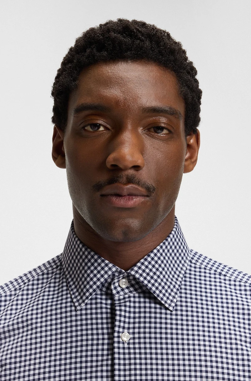 Slim-fit shirt checked performance-stretch poplin