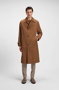 Water-repellent coat cotton-blend twill