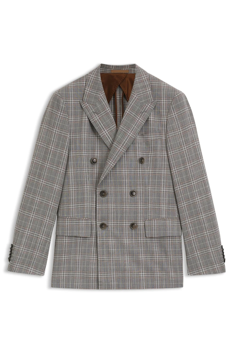 Slim-fit jacket checked virgin wool