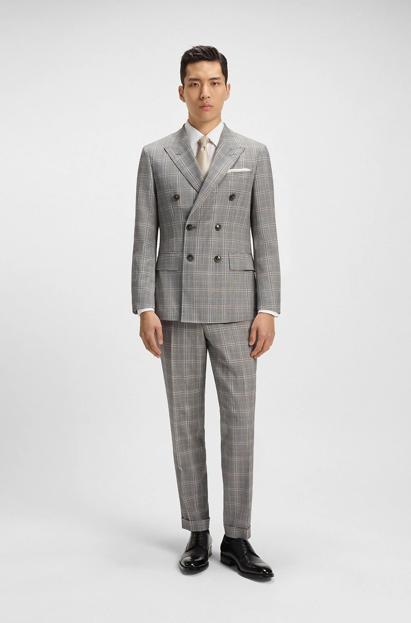 Slim-fit jacket checked virgin wool