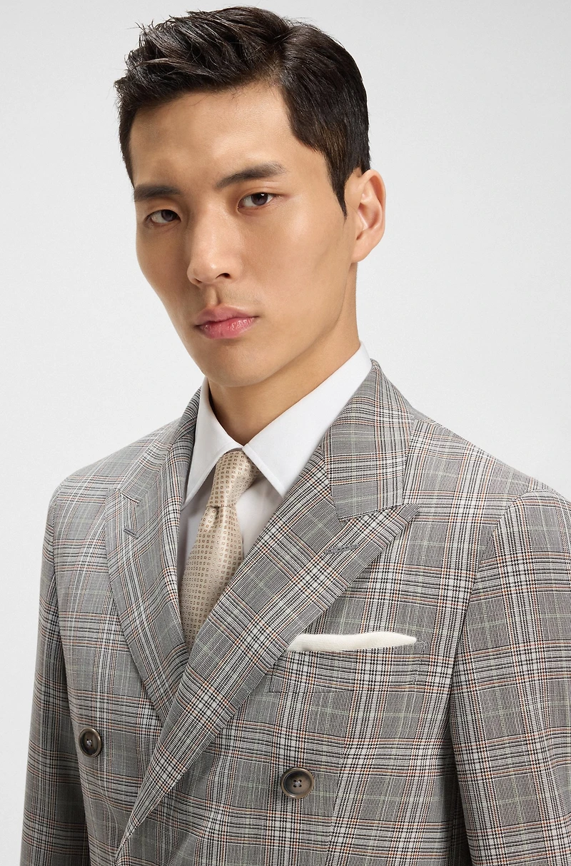 Slim-fit jacket checked virgin wool