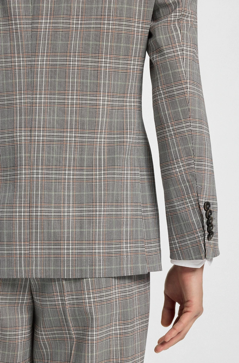 Slim-fit jacket checked virgin wool