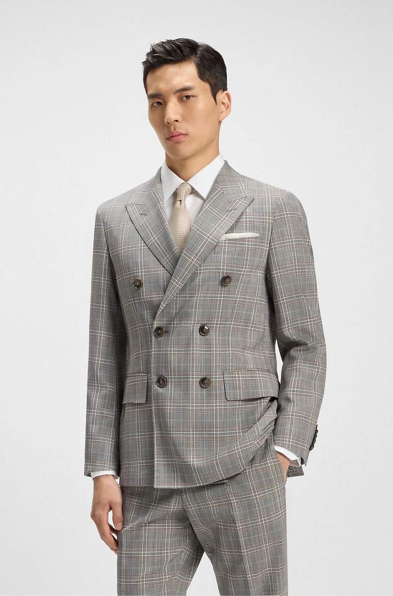 Slim-fit jacket checked virgin wool
