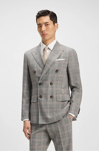 Slim-fit jacket checked virgin wool