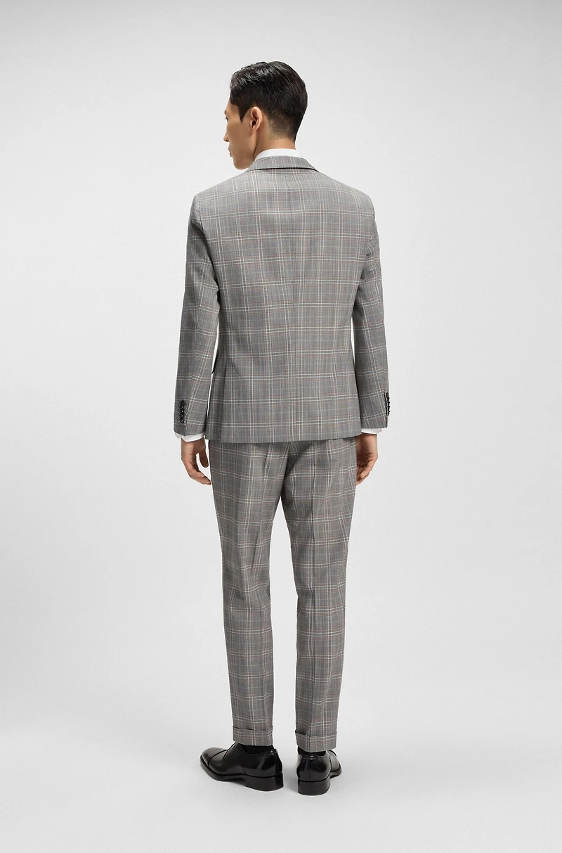 Slim-fit jacket checked virgin wool
