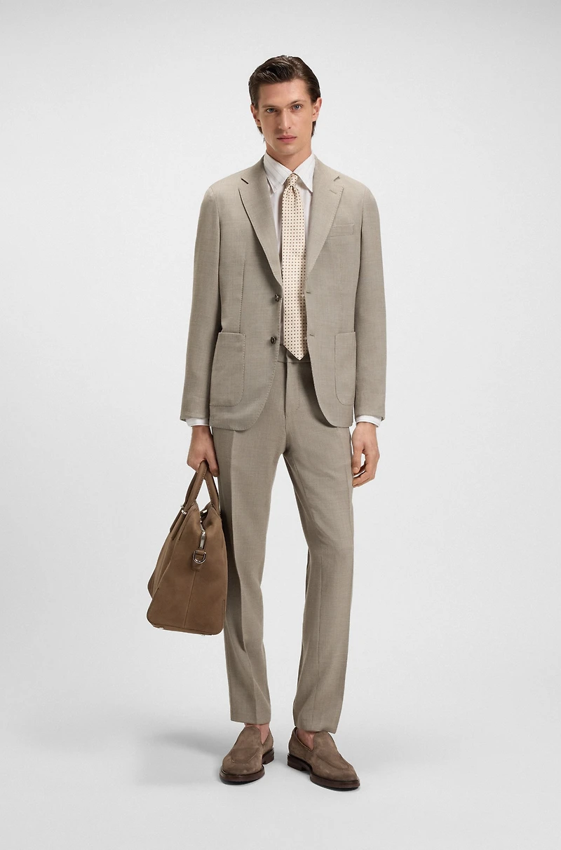 Slim-fit pants micro-patterned wool