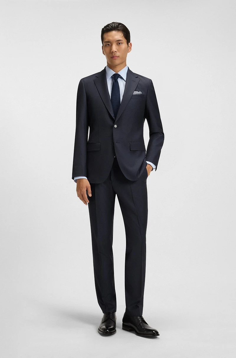 Extra-slim-fit suit micro-patterned stretch wool