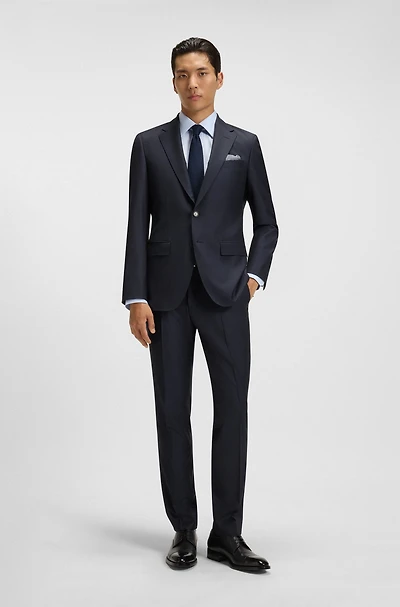 Extra-slim-fit suit micro-patterned stretch wool