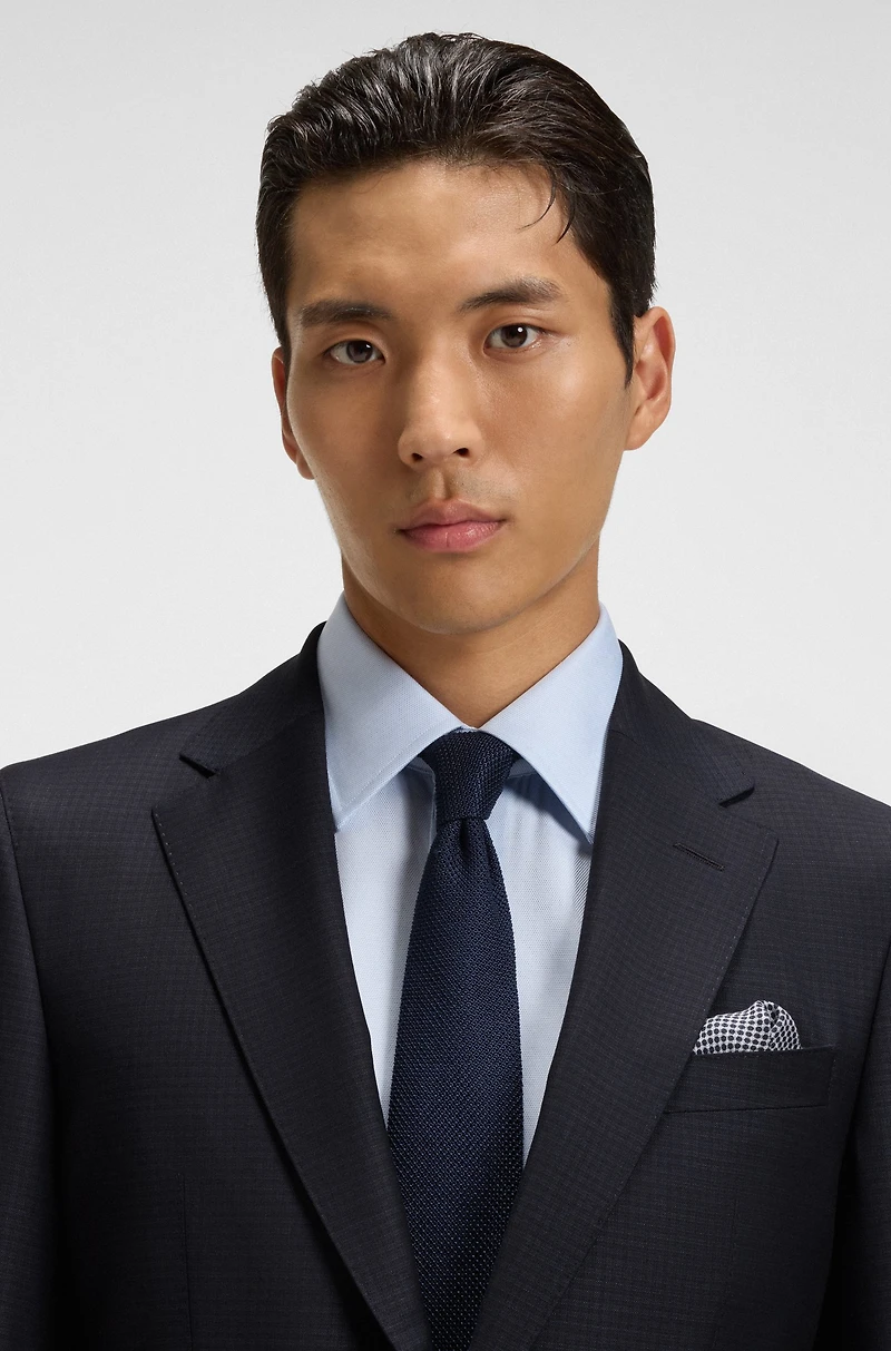 Extra-slim-fit suit micro-patterned stretch wool