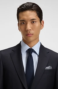Extra-slim-fit suit micro-patterned stretch wool