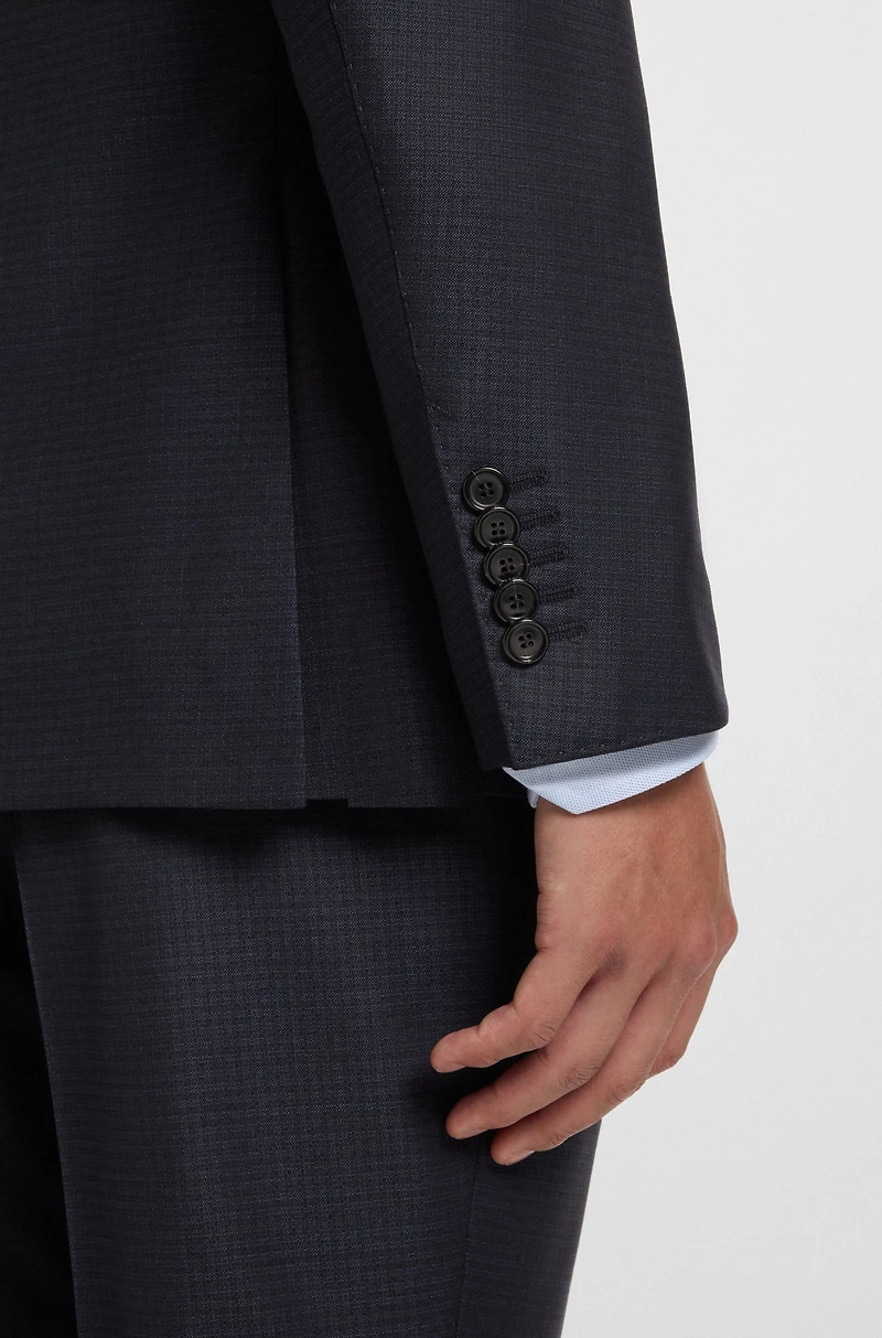 Extra-slim-fit suit micro-patterned stretch wool