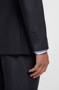 Extra-slim-fit suit micro-patterned stretch wool