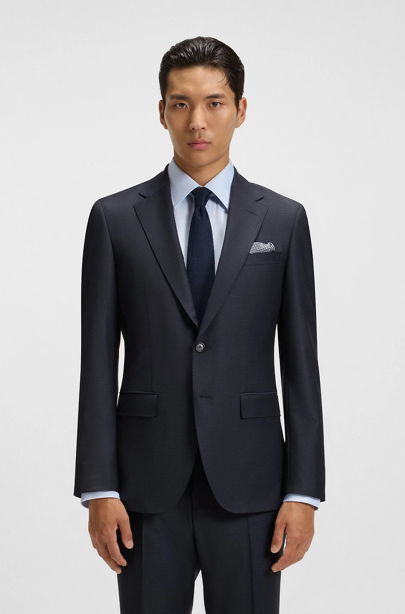 Extra-slim-fit suit micro-patterned stretch wool