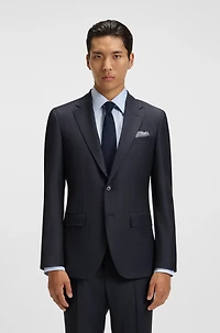 Extra-slim-fit suit micro-patterned stretch wool