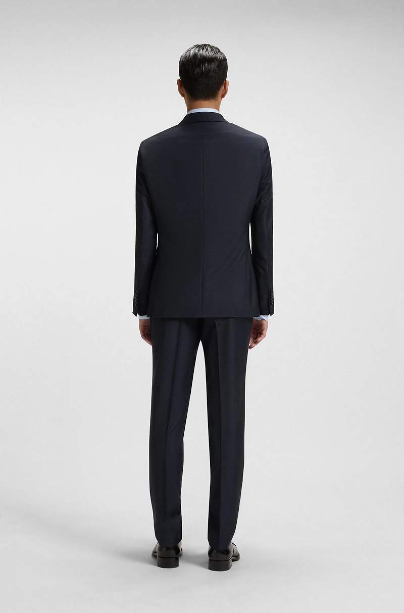 Extra-slim-fit suit micro-patterned stretch wool