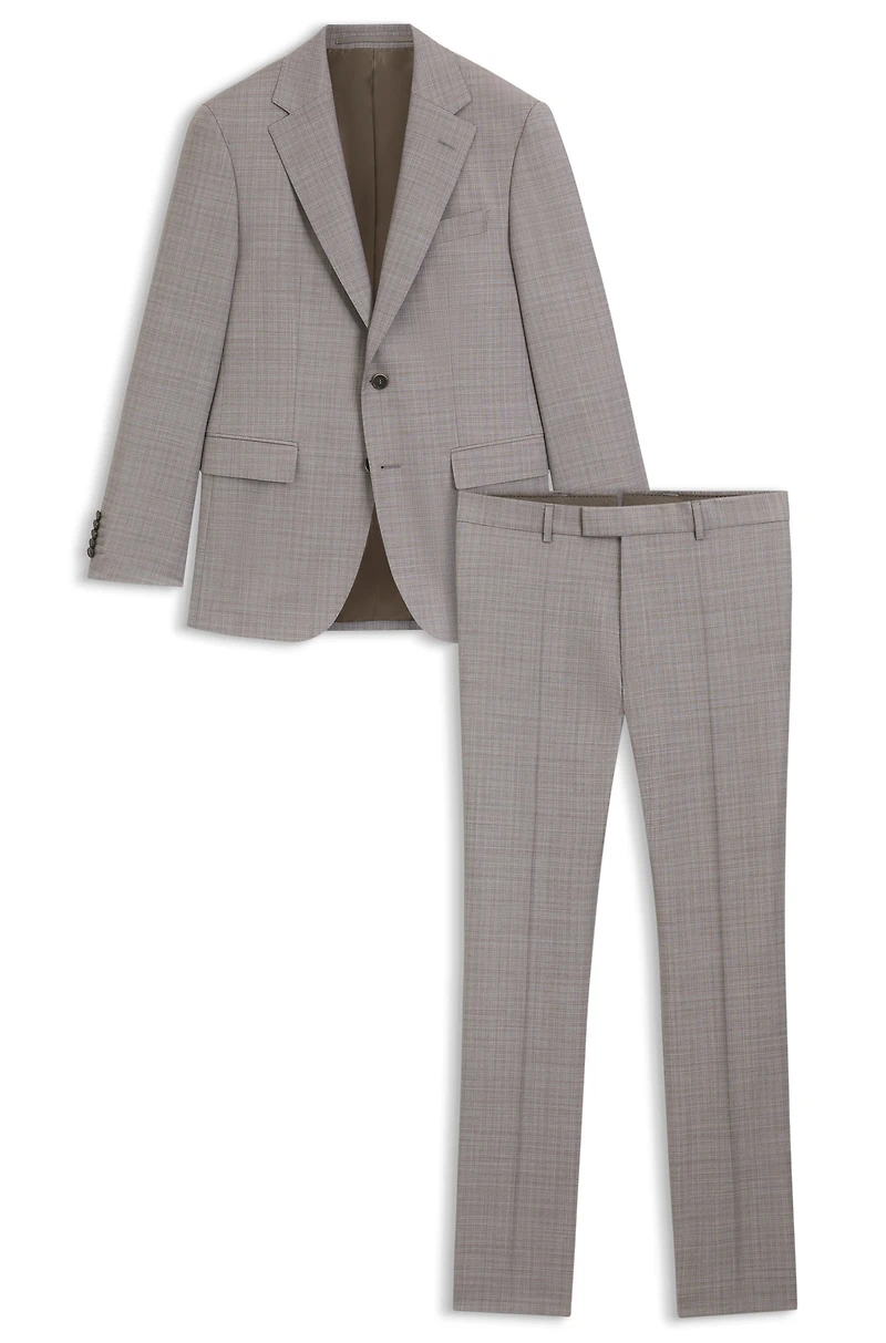 Regular-fit suit checked wool