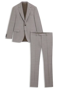 Regular-fit suit checked wool