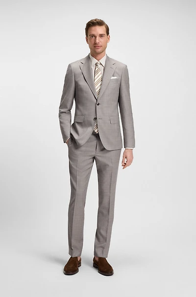 Regular-fit suit checked wool