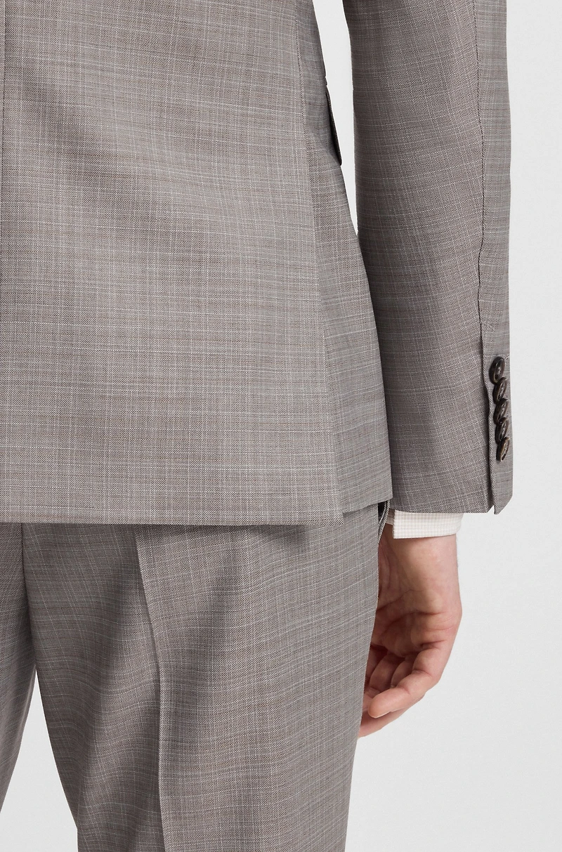 Regular-fit suit checked wool