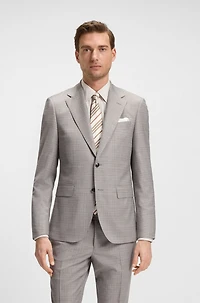 Regular-fit suit checked wool