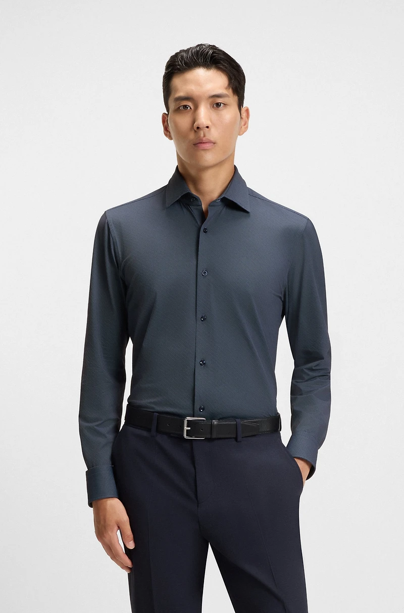 Printed slim-fit shirt performance-stretch fabric