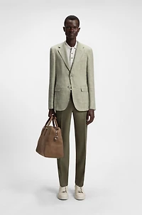 Regular-fit micro-patterned blazer with elbow patches