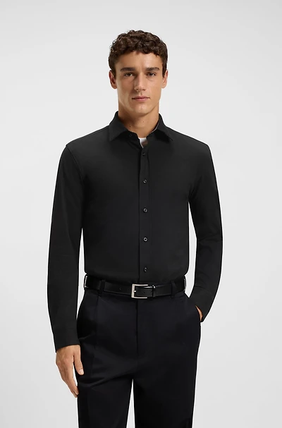 Slim-fit shirt melange stretch cotton