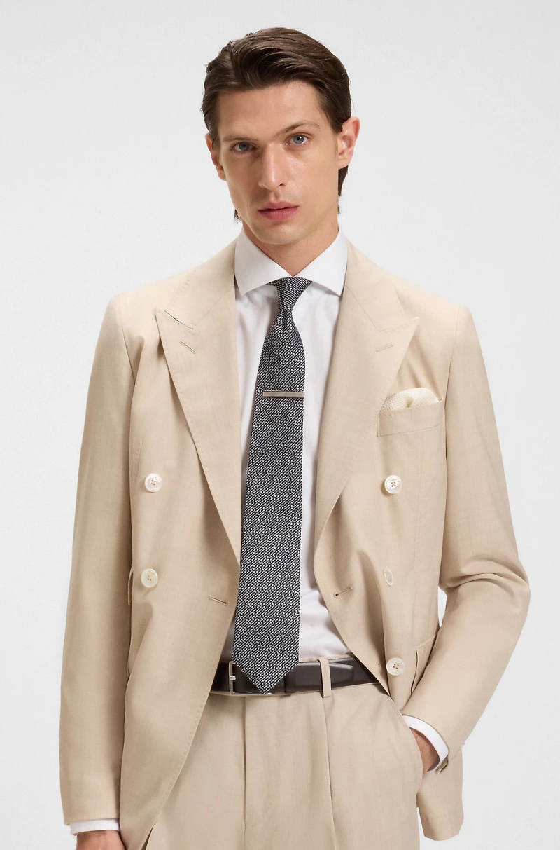 Diagonal-stripe tie in Italian silk jacquard