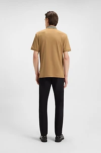 Patterned-collar polo shirt pima cotton