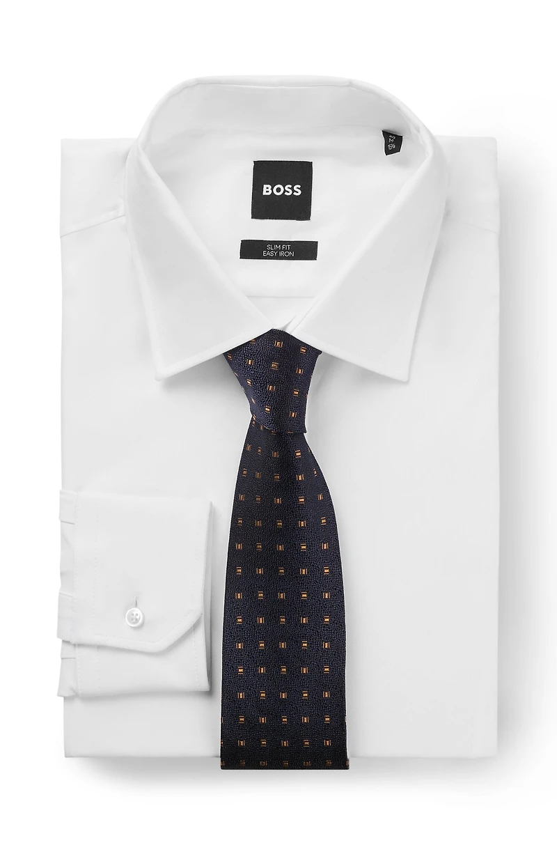 Italian-made tie in patterned silk jacquard
