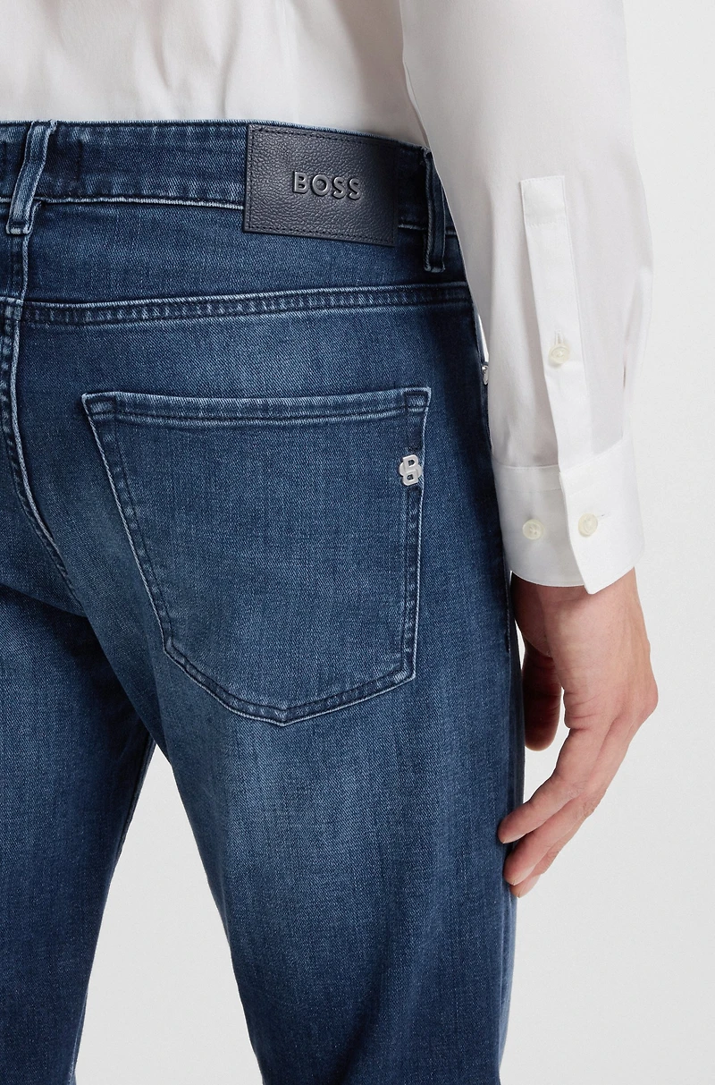 Slim-fit jeans rinse-washed comfort-stretch denim
