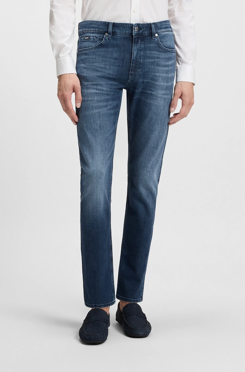 Slim-fit jeans rinse-washed comfort-stretch denim