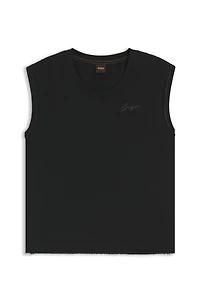 Cotton-jersey top with crystal logo