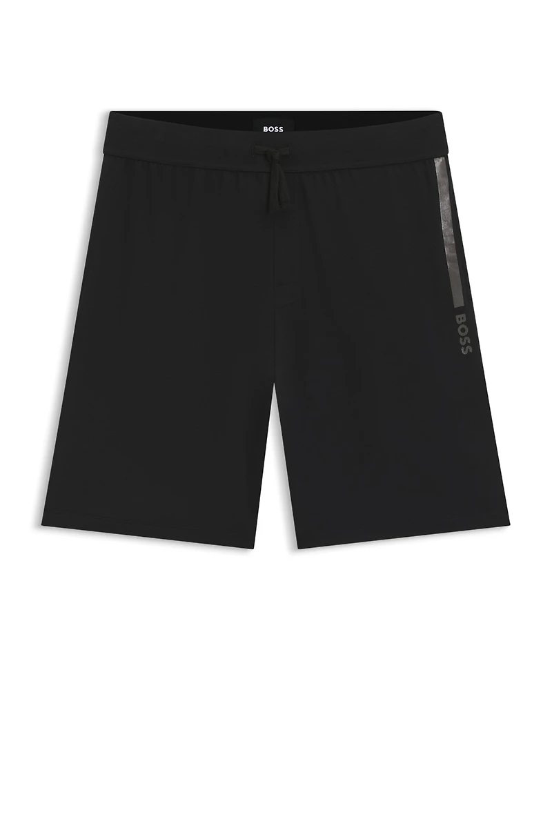 Cotton-terry shorts with logo and stripe
