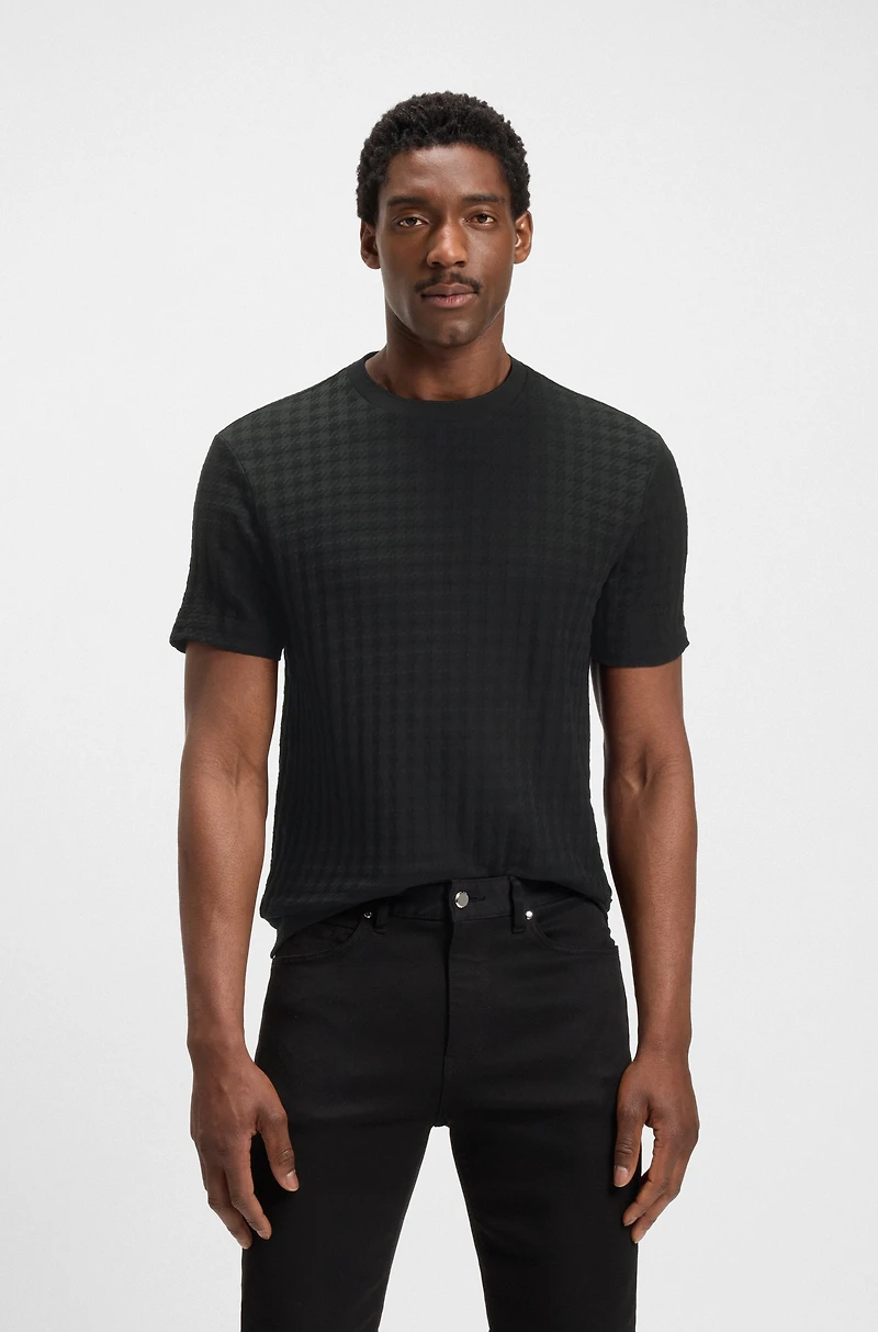 Porsche x BOSS houndstooth-patterned T-shirt mercerized cotton