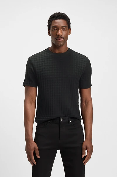Porsche x BOSS houndstooth-patterned T-shirt mercerized cotton