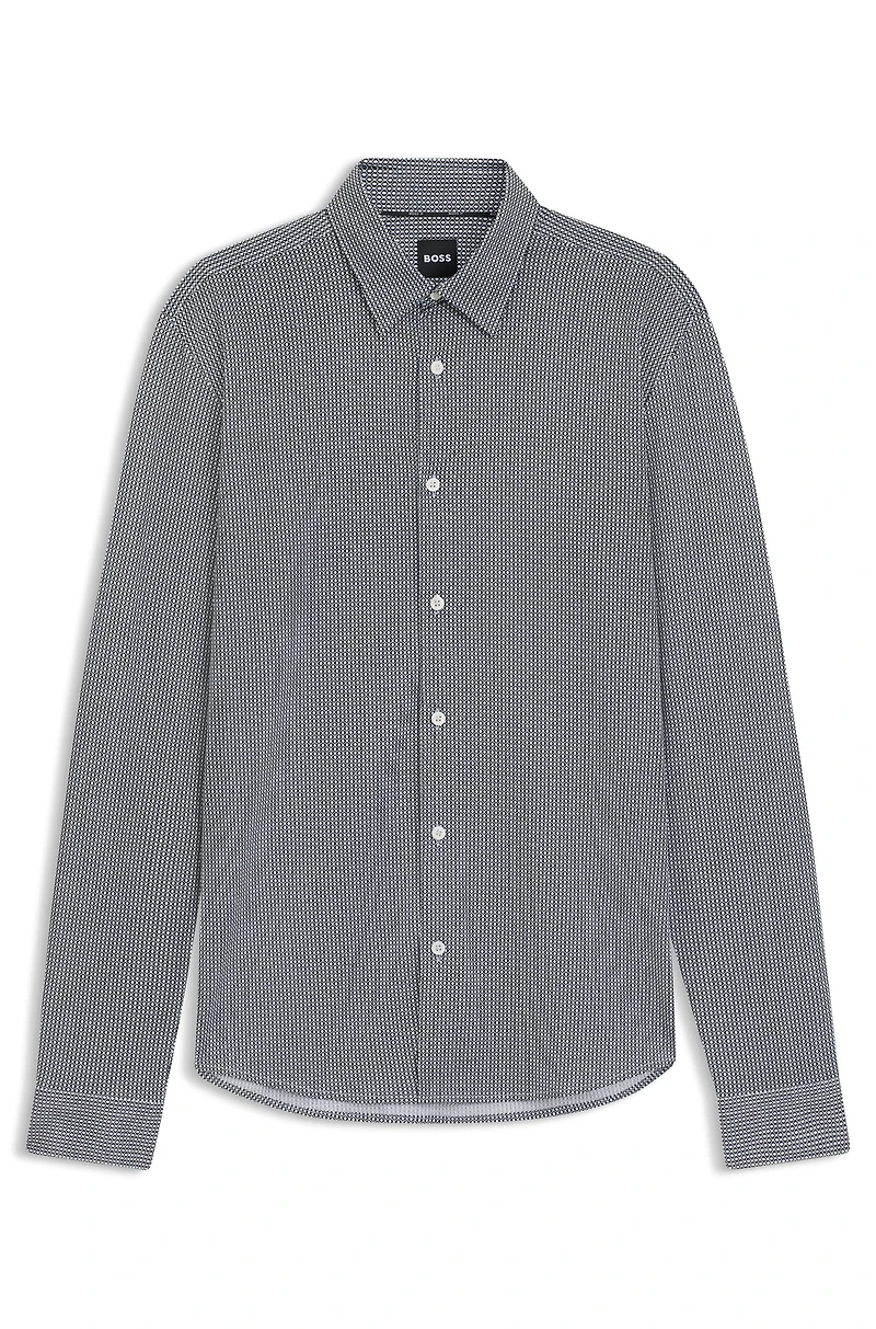 Slim-fit shirt patterned flex-weave fabric