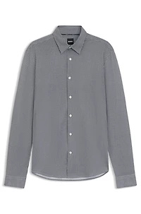 Slim-fit shirt patterned flex-weave fabric