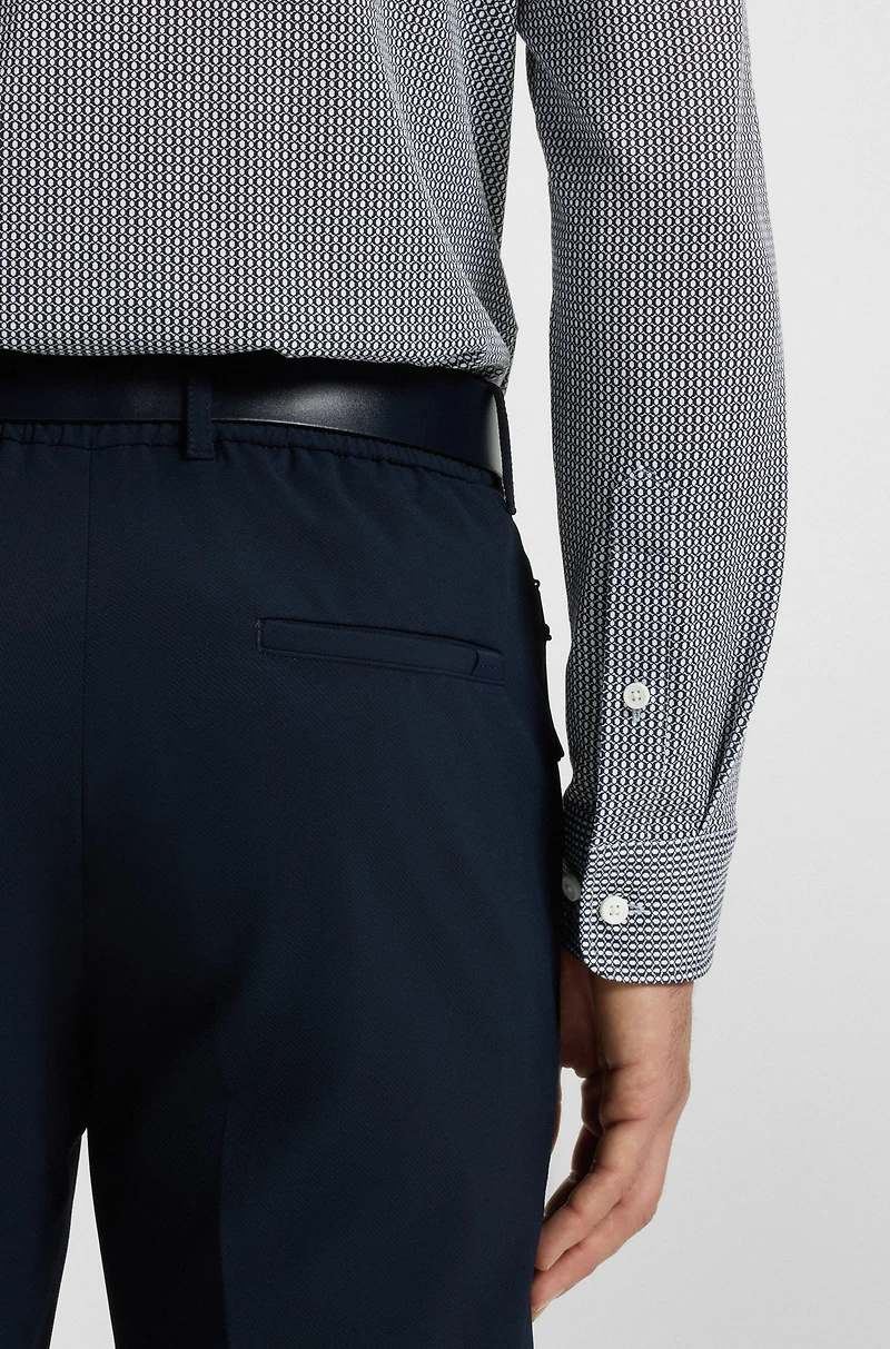 Slim-fit shirt patterned flex-weave fabric