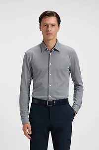 Slim-fit shirt patterned flex-weave fabric